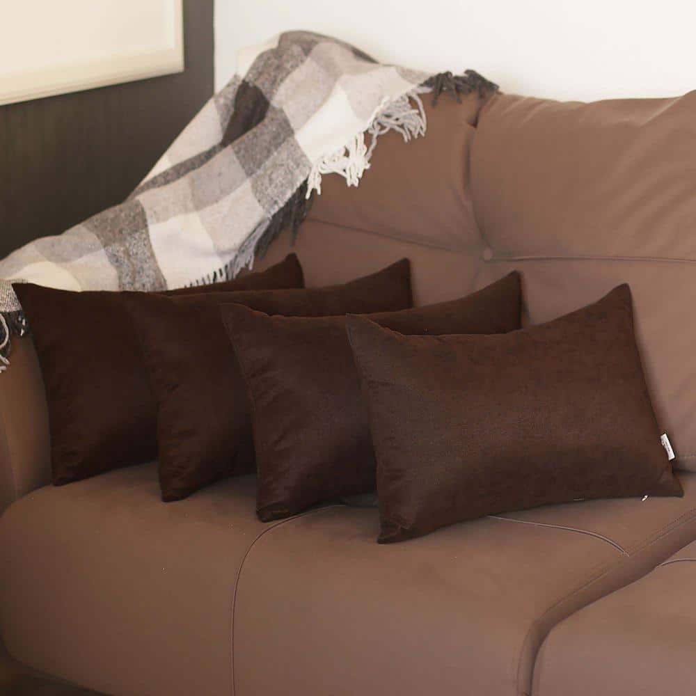 Brown Polyester Lumbar Pillow Covers Set of 4