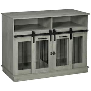 Dog Crate Furniture for Large Dogs or Double Dog Kennel for Small Dogs with Shelves, Gray