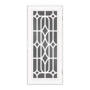 36 in. x 80 in. Essex White Left-Hand Surface Mount Security Door with Black Perforated Metal Screen