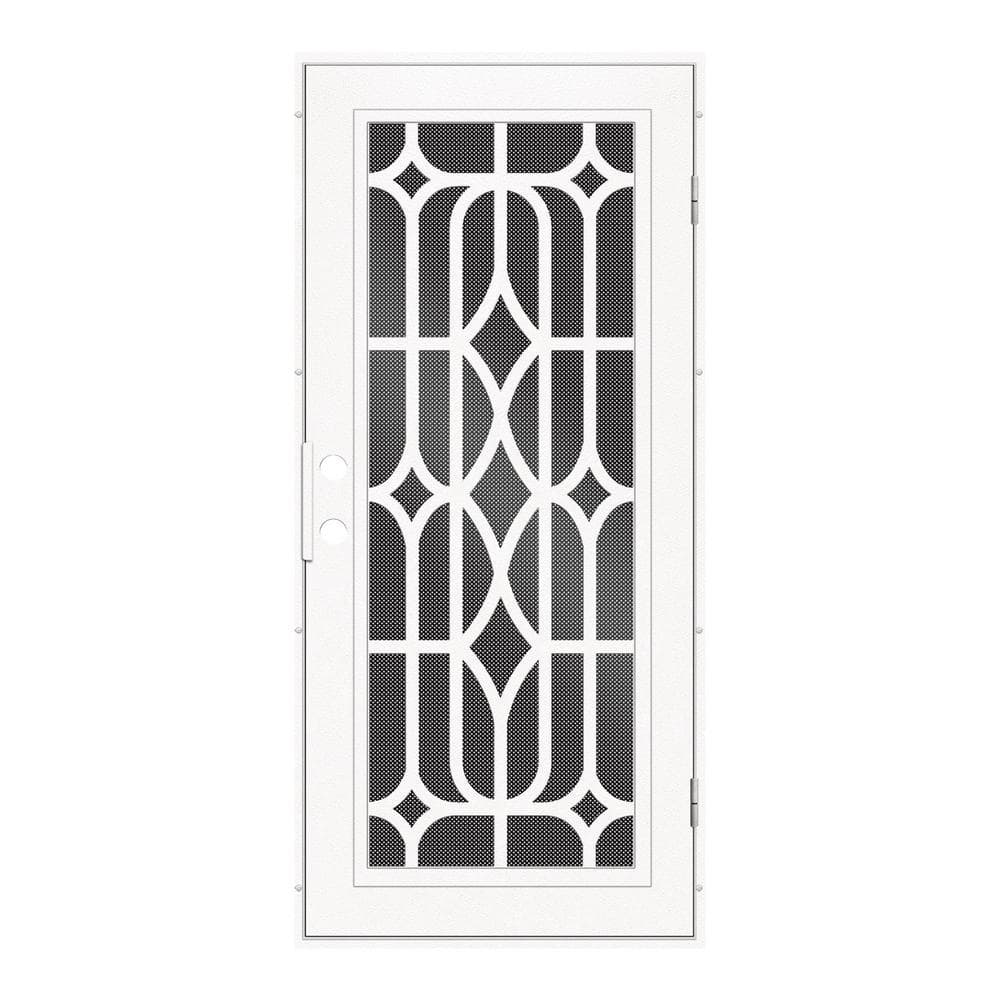 Essex 32 in. x 80 in. Left-Hand Outswing White Aluminum Security Door with Black Perforated Metal Screen price history on PriceWatchPro