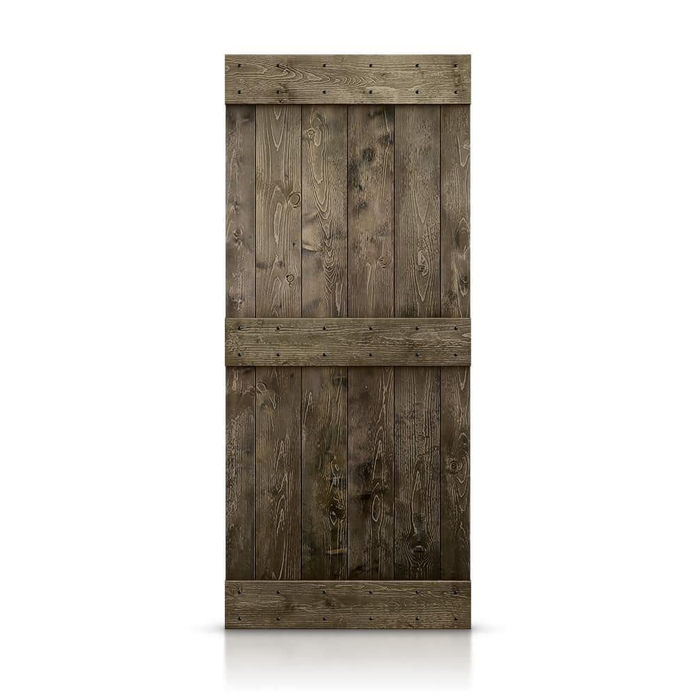 Distressed Mid-Bar 42 in. x 84 in. Weather Gray Stained Solid DIY Knotty Pine Wood Interior Sliding Barn Door Slab price history on PriceWatchPro
