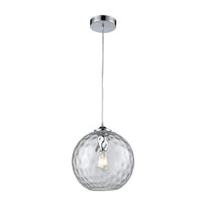 Watersphere 1-Light Polished Chrome with Clear Hammered Glass Pendant