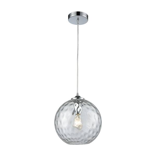 Titan Lighting Watersphere 1 Light Polished Chrome With Clear Hammered Glass Pendant Tn 473154