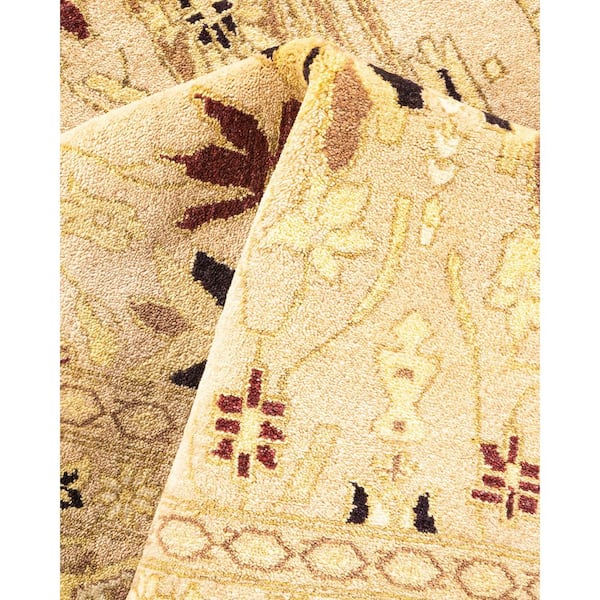 Mogul Ivory 5 x 8 Oriental Wool Indoor Area Rug