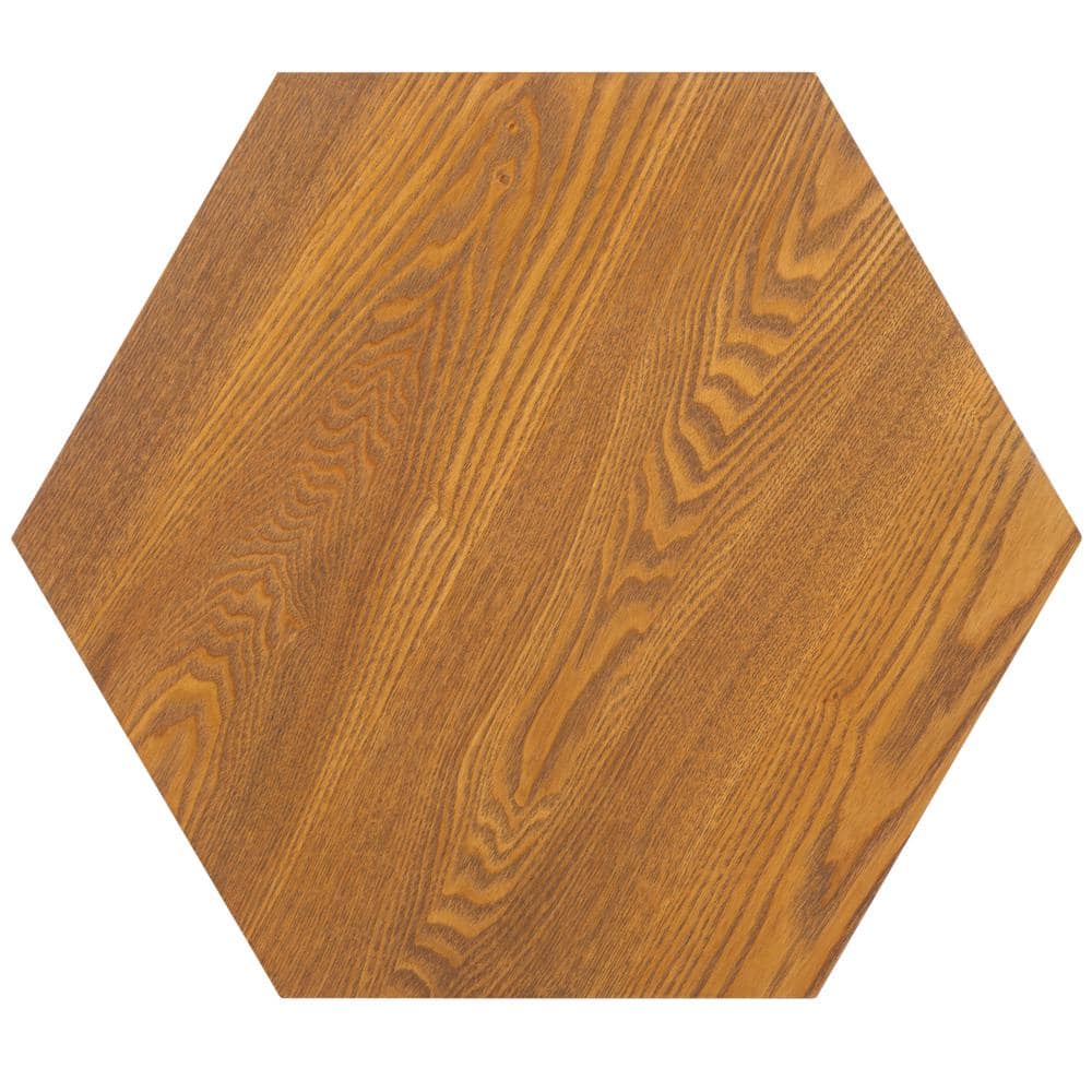 Danez Hexagonal Natural Wood and Cane Accent Table