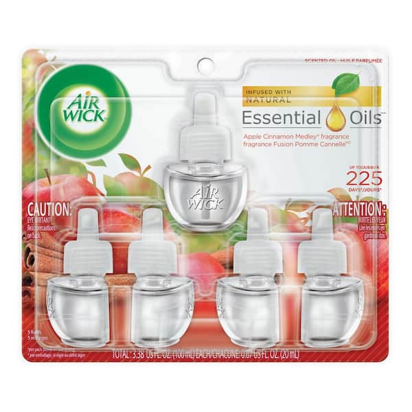  Air Wick plug in Scented Oil 3 Refills, Apple Cinnamon Medley,  Holiday scent, Holiday spray, (3x0.67oz), Essential Oils, Air Freshener,  Packaging May Vary : Health & Household