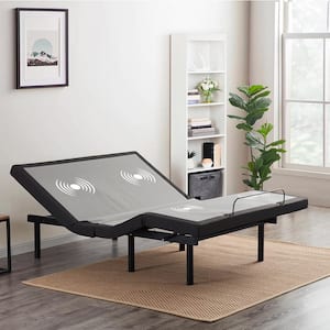 Twin XL Luxury Black Adjustable Bed Base with Wireless Remote, Head and Foot Massage, LED Lighting and Dual USB Ports