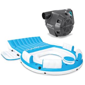 Blue 120-Volt AC Electric Pump and Inflatable Vinyl Splash N Chill Island Pool