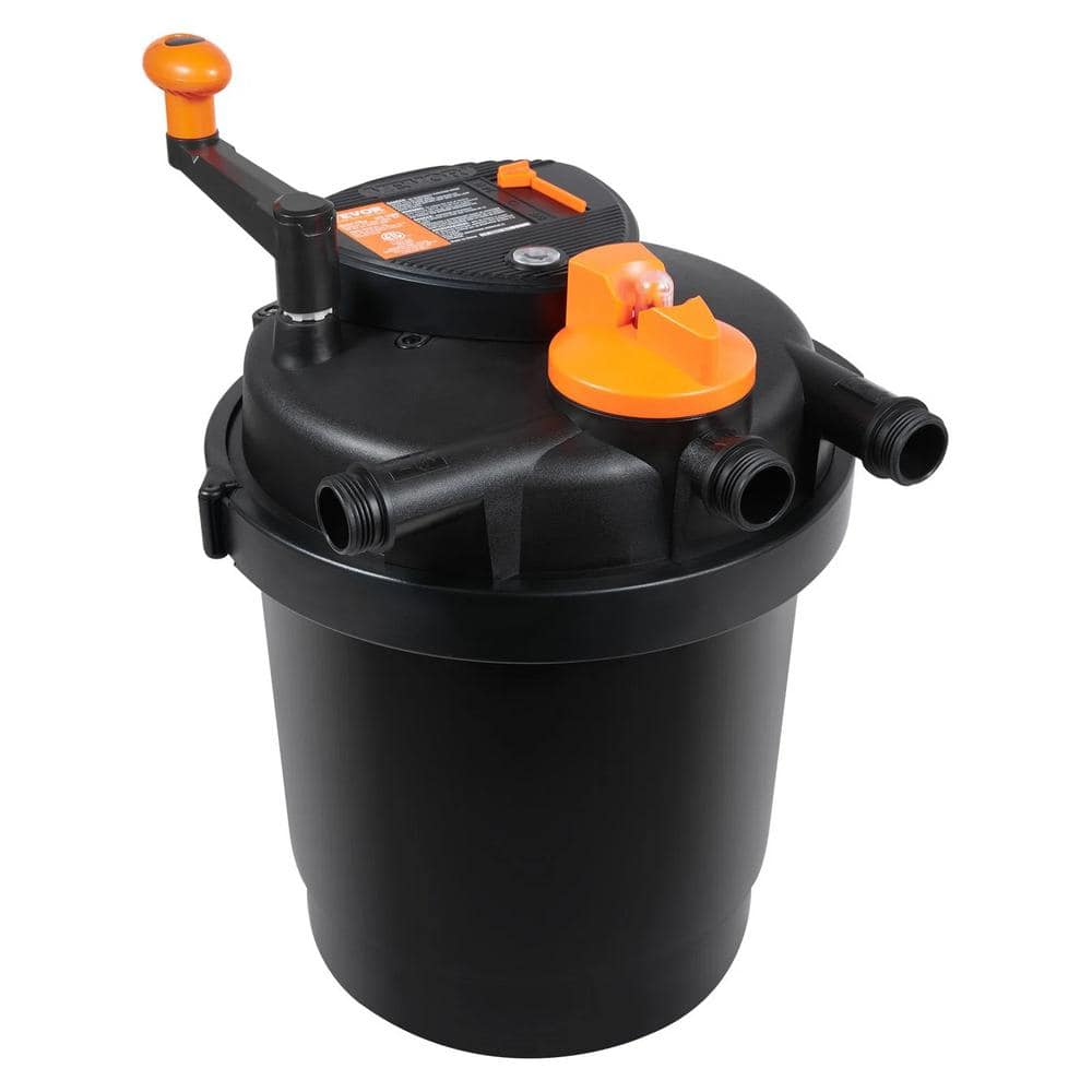 Black and Orange Pressurized Biological Pond Filter with UV-C Lamp