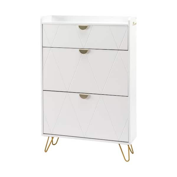 47. 24in. H x 31. 5in. W White Particle Board Shoe Storage Cabinet