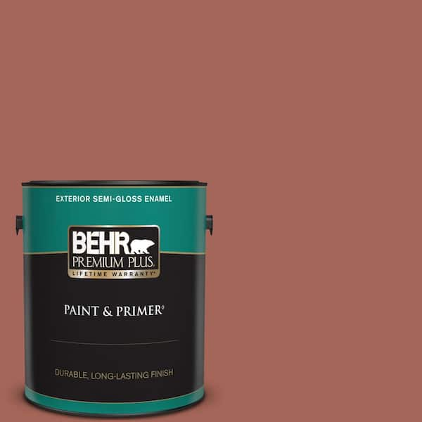 BEHR PREMIUM PLUS 1 gal. Home Decorators Collection #HDC-CL-08 Sun Baked Earth Semi-Gloss Enamel Exterior Paint & Primer