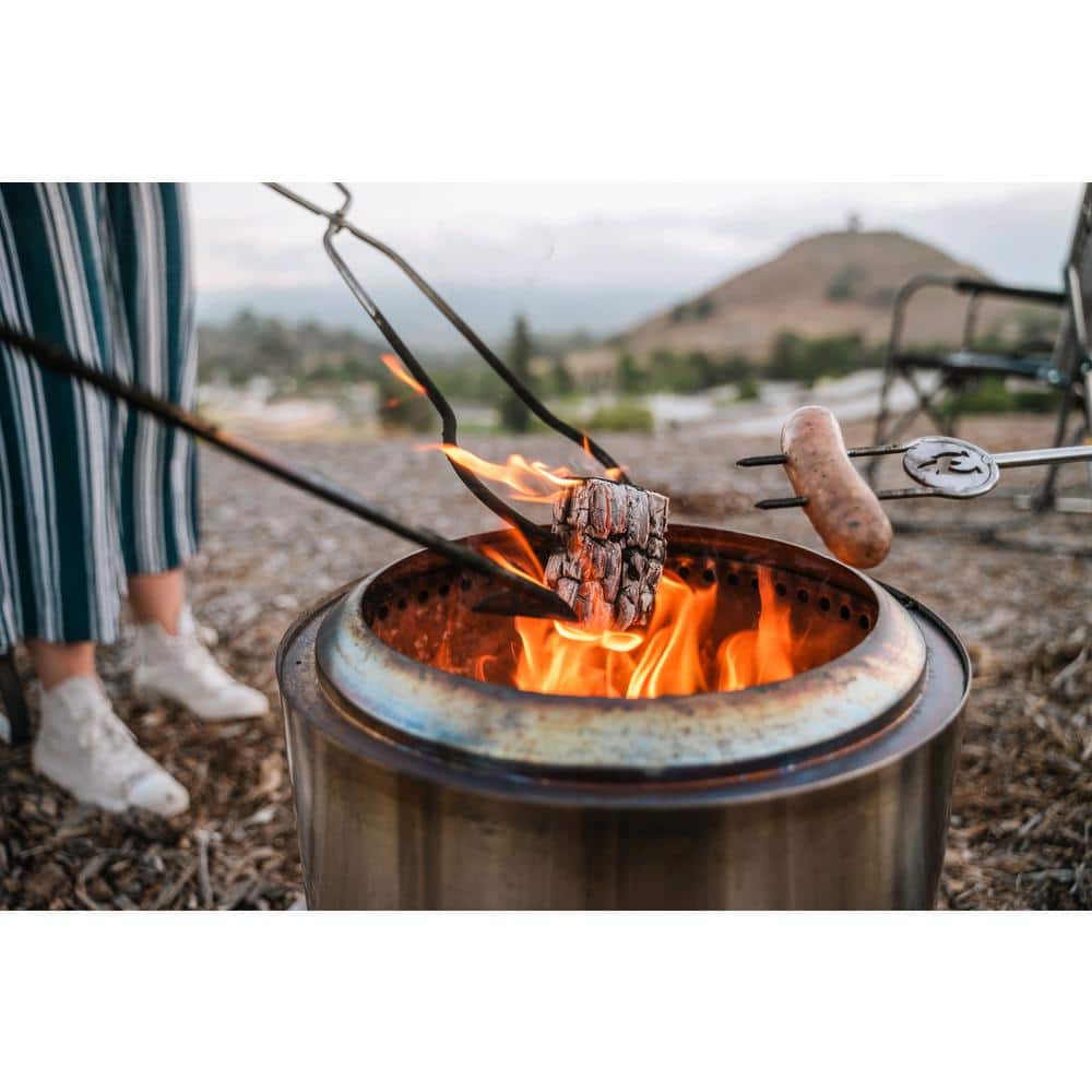 Stainless Steel 6 Piece Fire Pit Tools Bundle - Includes(1) Poker, (1)Grabber and (4)Roasting Sticks