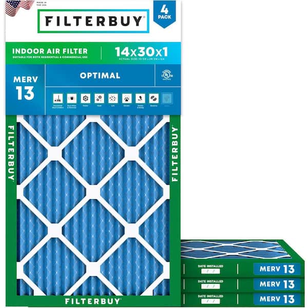 14 in. x 30 in. x 1 in. MERV 13 (FPR 10) Health Defense Pleated HVAC AC Furnace Air Filters Replacement (4-Pack)