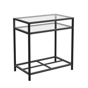 Carolina Grove 14 in. Black Rectangle Glass End/Side Table