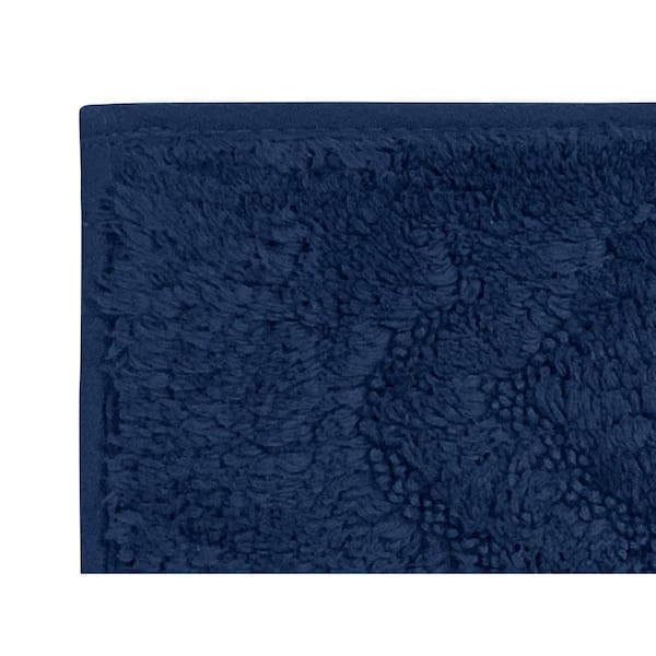 Bath Rug Threshold 100% Cotton Textured 20x34 Tan & Blue Set of 2!