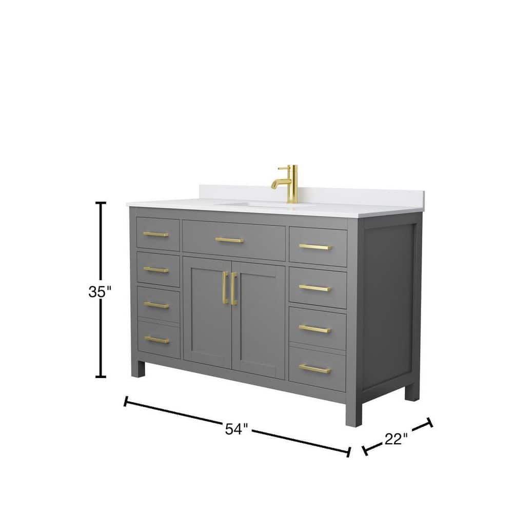 Beckett 54" Dark Gray Freestanding Single Bathroom Vanity with White Cultured Marble Top