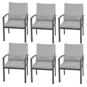 Modique 6-Piece Aluminum Patio Dining Chairs with Light Gray Cushions