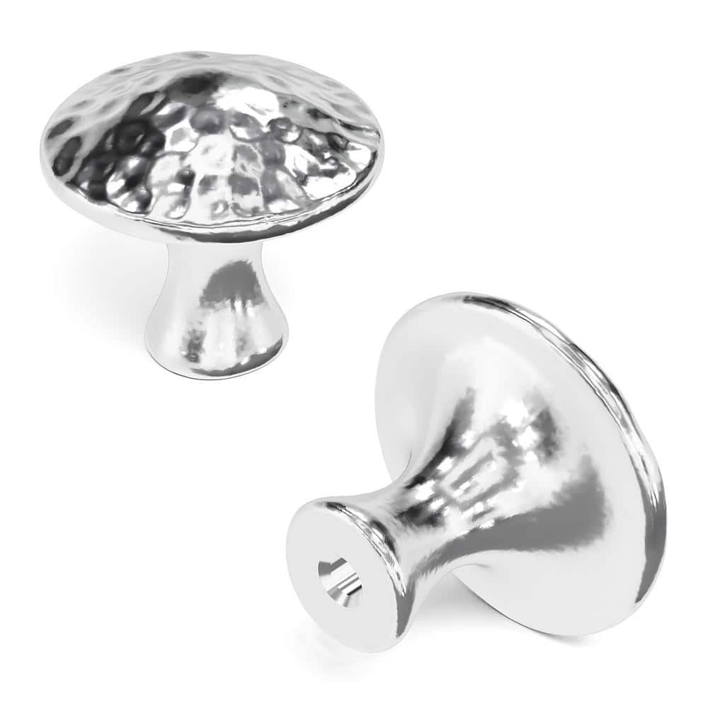 Chrome Round Mushroom Knob with Mounting Hardware