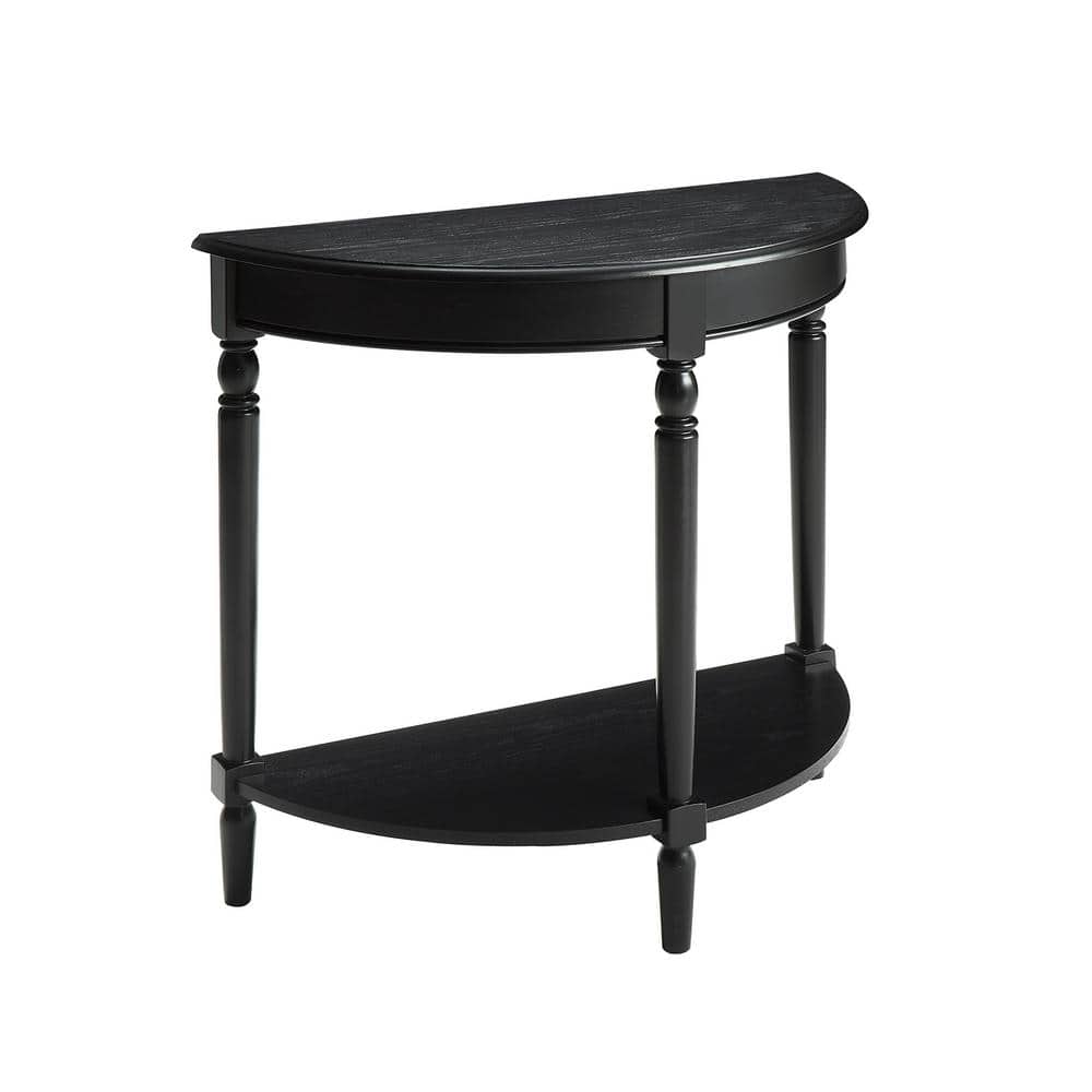 Elegant French Country Black Half-Moon Hall Table with Shelf