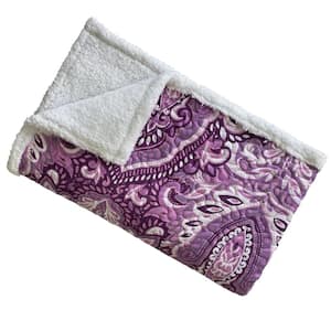 Felicity Plum Purple Microfiber Sherpa Throw Blanket