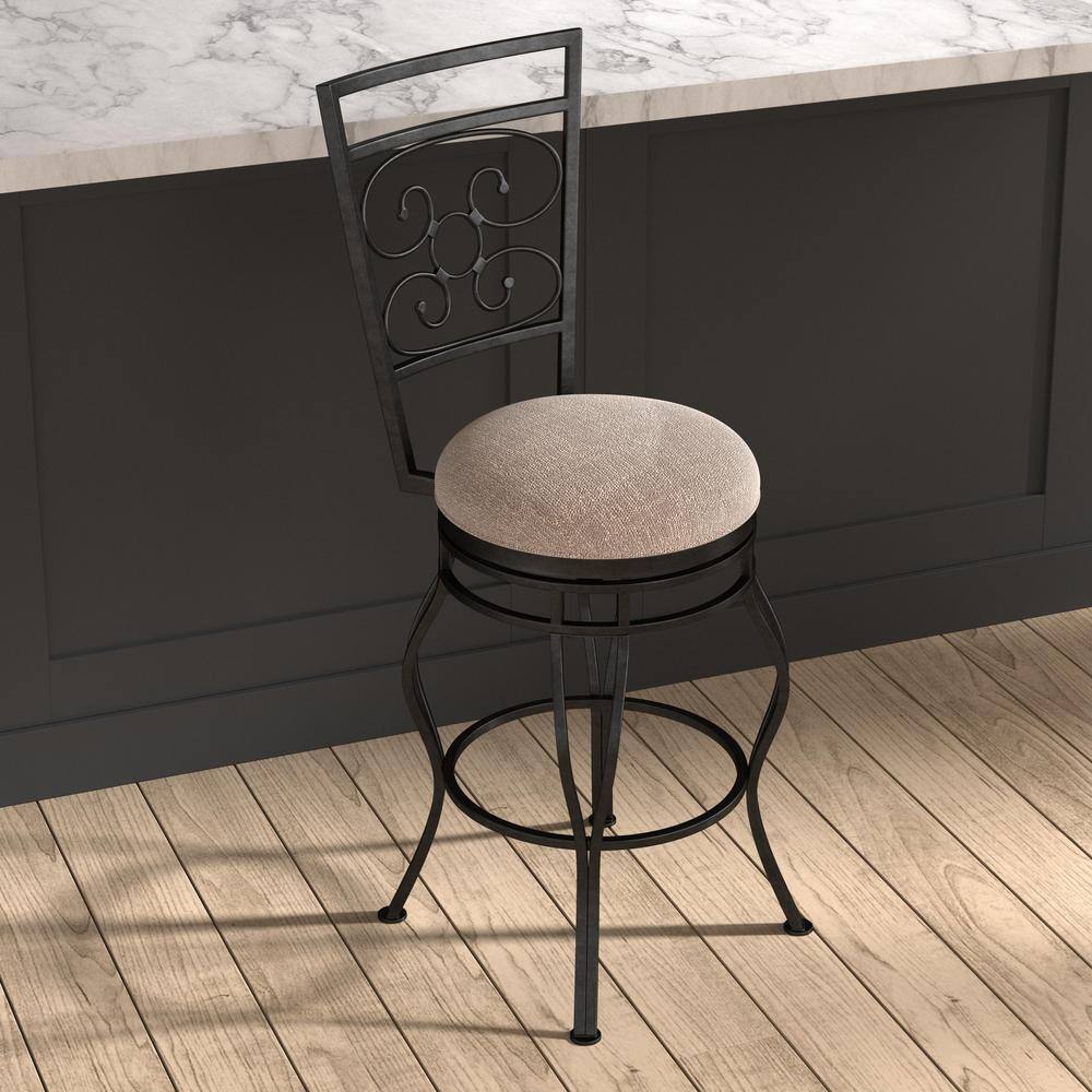 Albany 30-Inch Charcoal Gray Metal Swivel Bar Stool