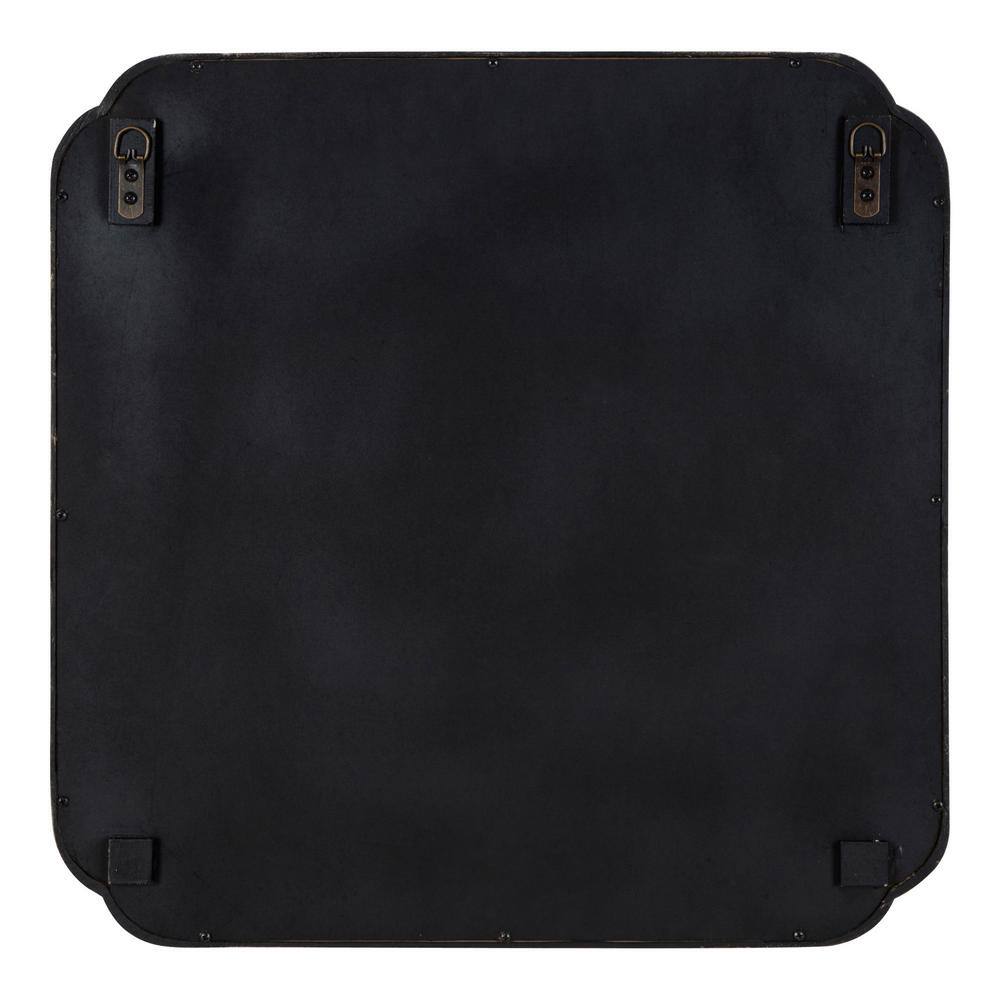 Marston 24" Distressed Black Wood Square Bathroom Vanity Mirror