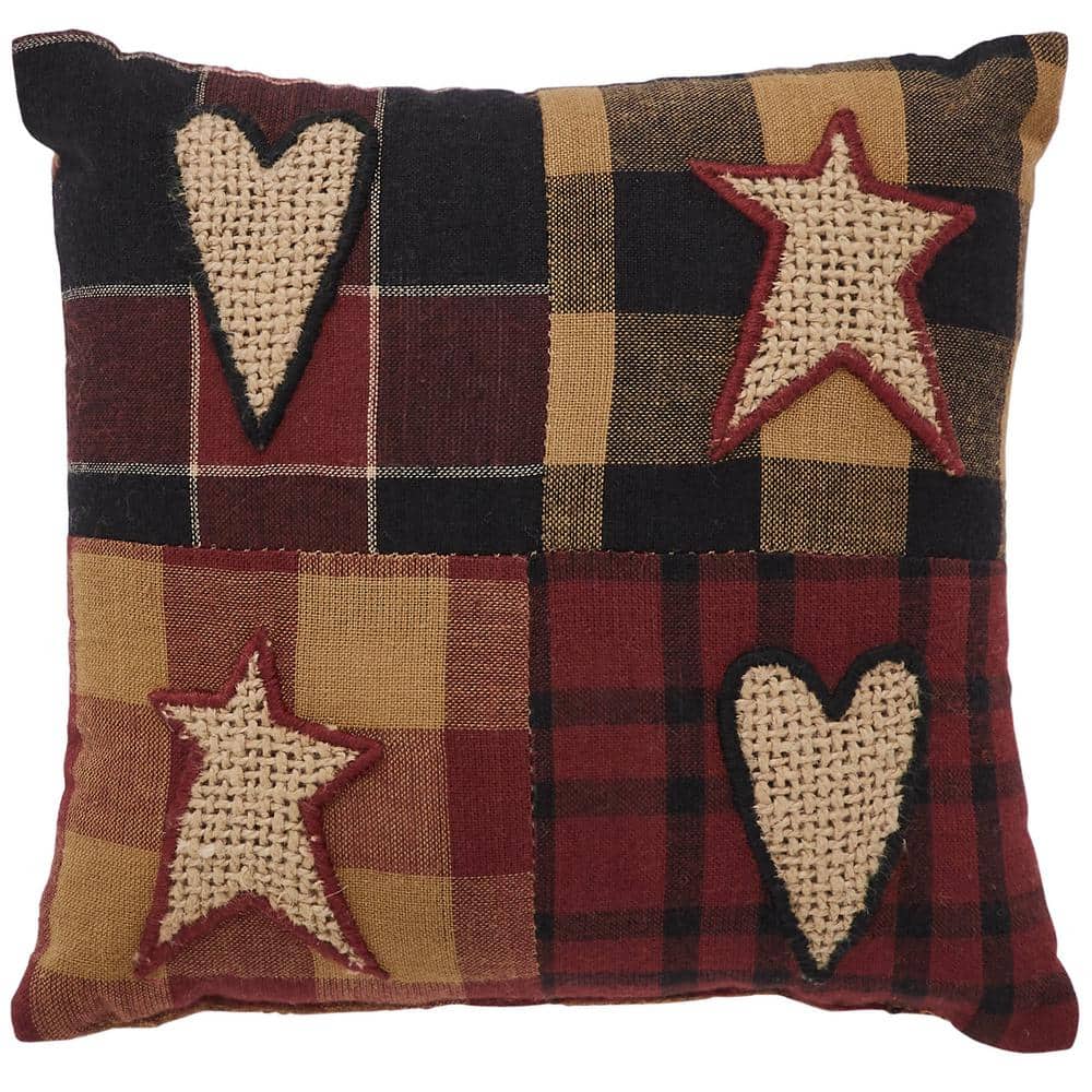 Connell Burgundy Cotton Patchwork Appliqued Throw Pillow