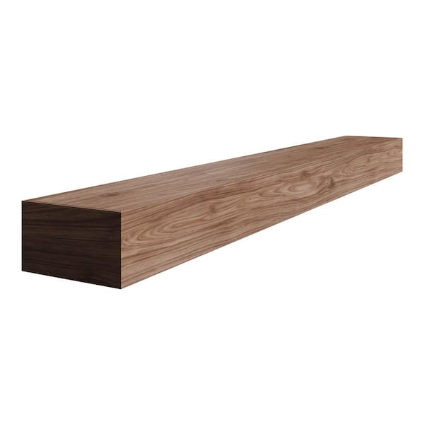 9.25 in. D x 72 in. W x 5.25 in. H Unfinished Natural Hickory Wood Cap-Shelf Mantel