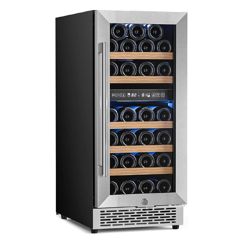14.96 in. W 31 -Bottles Dual Zone Cooling Built-in/Freestanding Indoor Wine Cooler in Stainless Steel Silver price history on PriceWatchPro