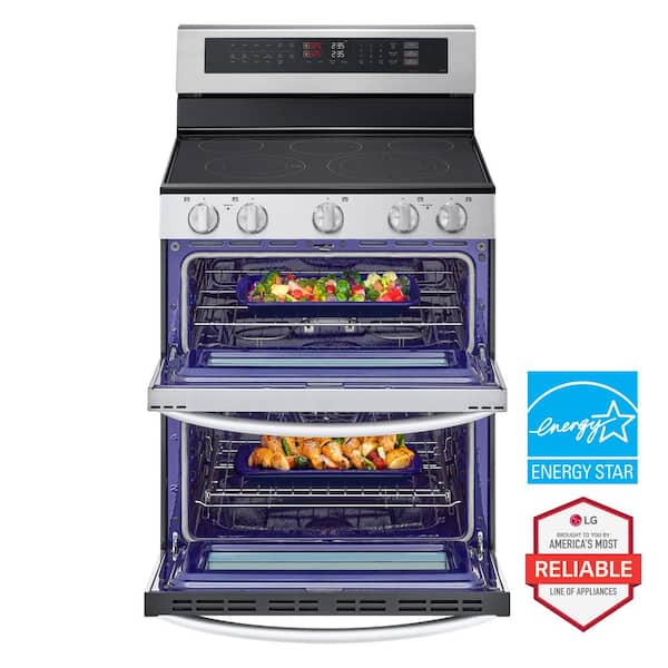 30 in. 7.3 cu. ft. 5 Element Smart Electric Double Oven Freestanding Range in Stainless Steel with ProBake Convection