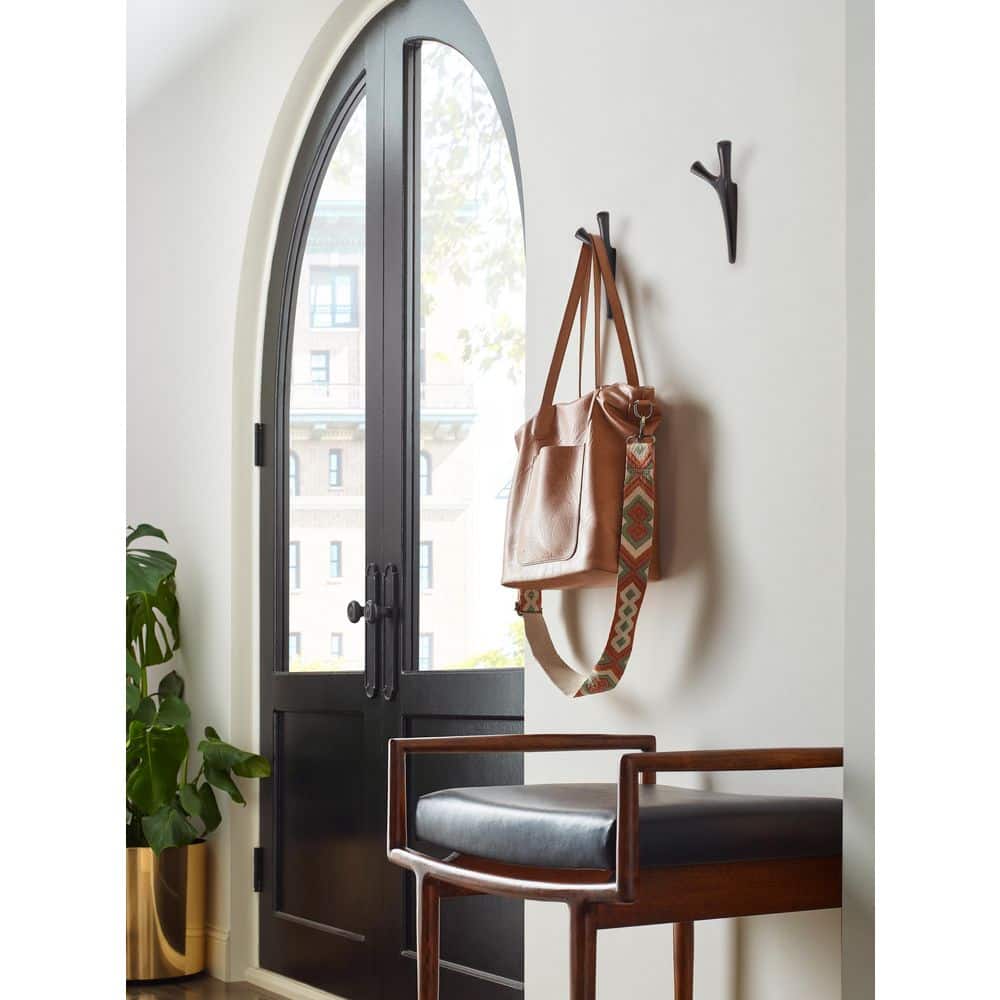 Matte Black Double Prong Decorative Wall Hook