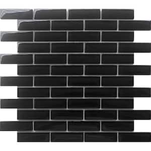Black 11.9 in. x 11.9 in. Polished Glass Mosaic Tile (4.92 sq. ft./Case)