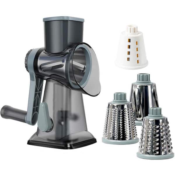 Blue Rotary Cheese Grater with Handle for Efficient Grating and Slicing Cheese, Vegetables, Fruits, Nuts