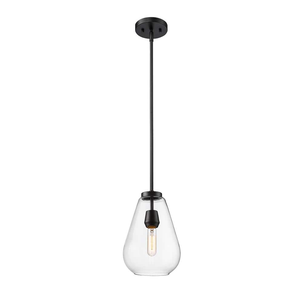 Ayra Matte Black and Nickel Glass Pendant Light