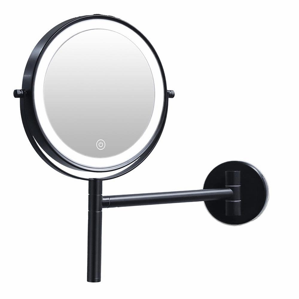 8 in. W x 13.4 in. H Roundrm Double Sided 1x/10x HD Magnifying Wall Mount Bathroom Makeup Mirror, Black price history on PriceWatchPro