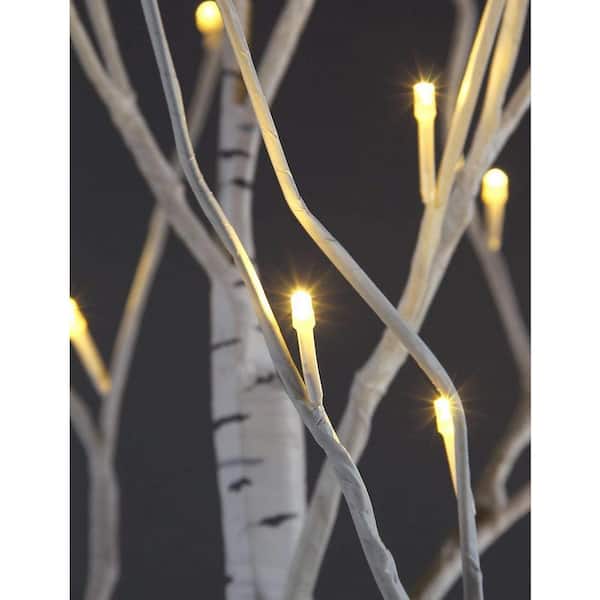 Lightshare ft., ft., ft. Pre-Lit Birch Tree Warm White, Artificial  Christmas Tree for Festival, Party,Christmas Decoration BHS468FT The  Home Depot