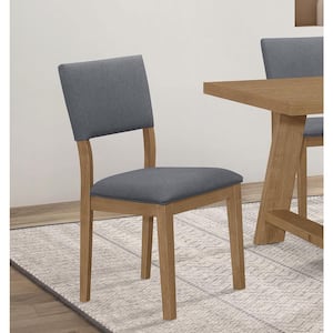 Sharon Blue and Brown Open Back Fabric Padded Dining Side Chair Set of 2