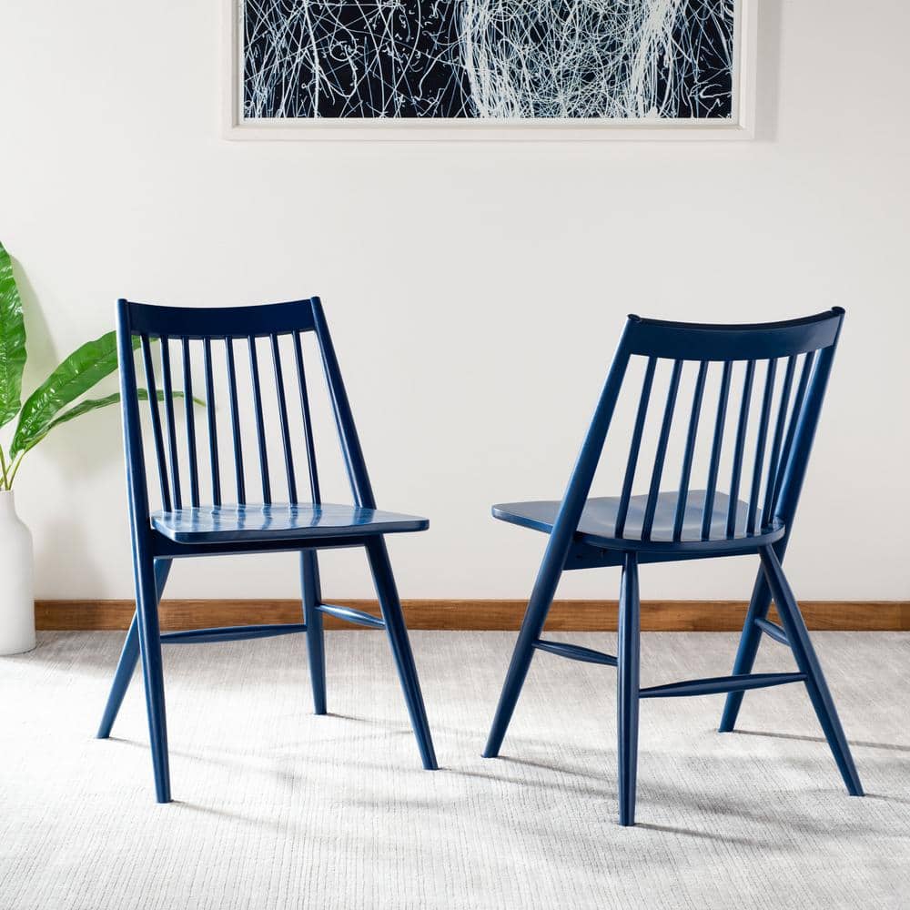 Navy High Back Wood Windsor Side Chair