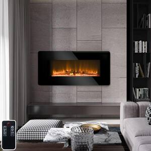 36 in. Wall-Mount Electric Fireplace in Black