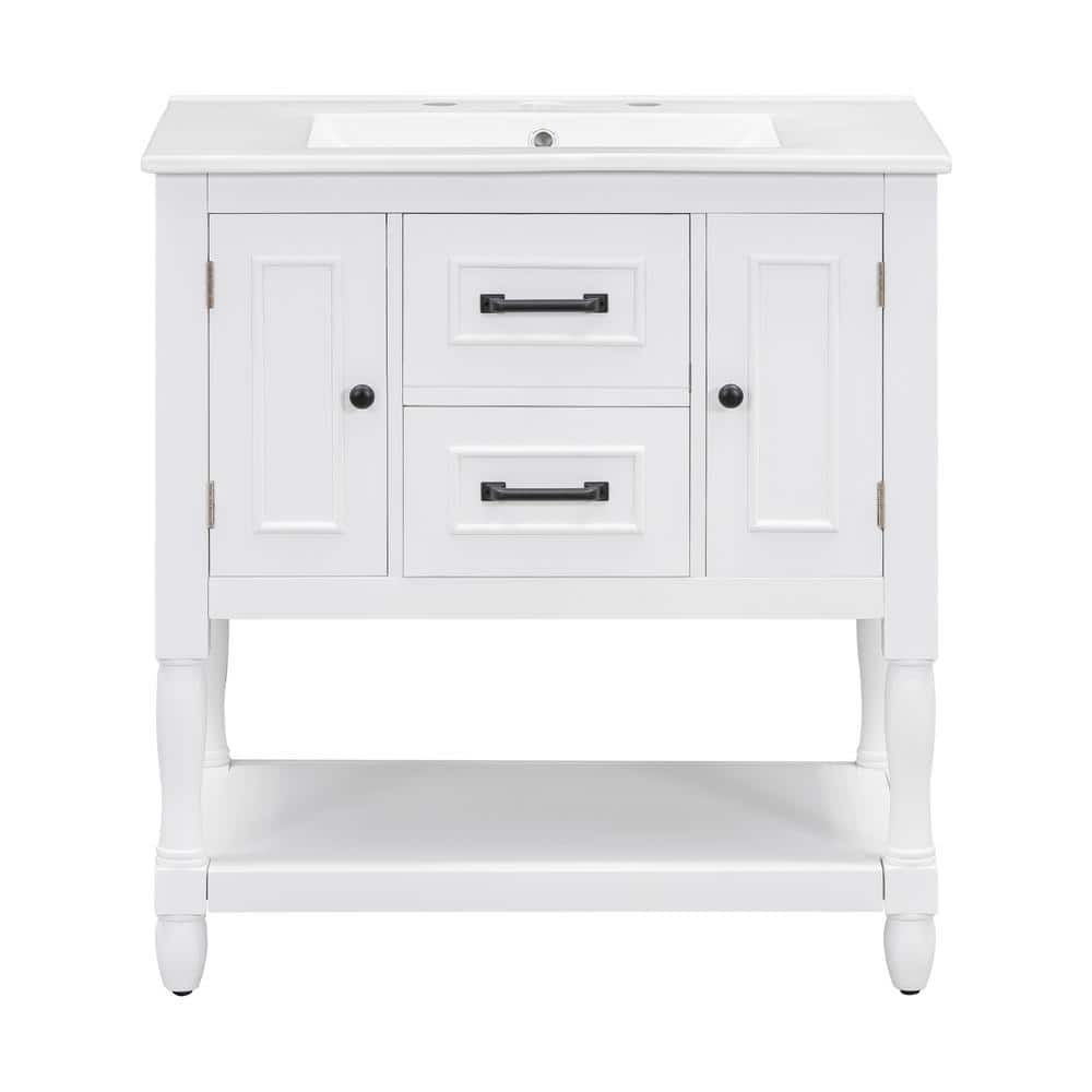 30 in. W x 18.3 in. D x 32.5 in. H Single Sink Freestanding Bath Vanity in 