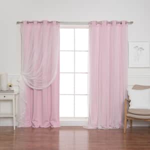 New Pink Polyester Solid 52 in. W x 108 in. L Grommet Blackout Curtain (Set of 2)