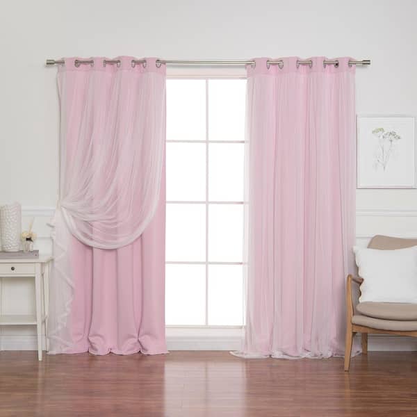 Best Home Fashion New Pink Polyester Solid 52 in. W x 108 in. L Grommet Blackout Curtain (Set of 2)