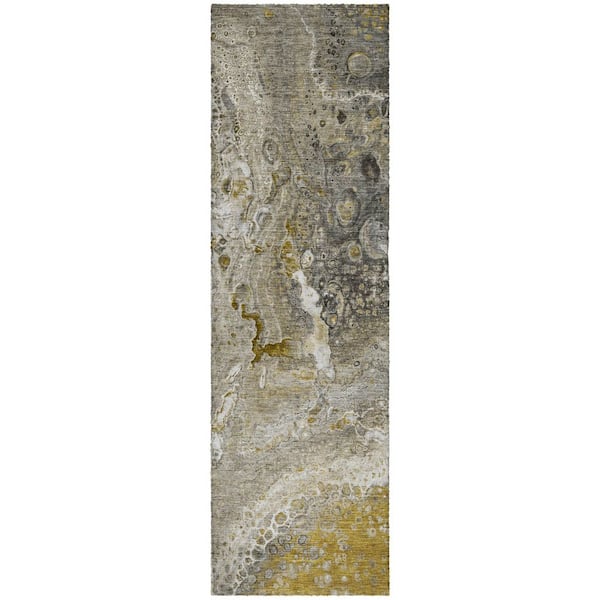 Dream Shag Premium Machine Washable Abstract ADS588 Taupe 2 ft. x 7 ft. Runner Rug