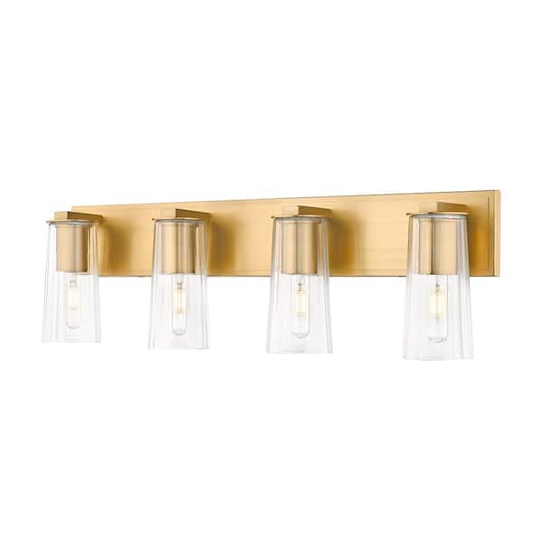 Unbranded Titus 32 in. 4-Light Modern Gold Vanity-Light with Clear Glass Shade