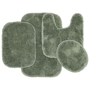 Deep Fern Green Finest Luxury Plush Nylon 4-Piece Bath Rug Set