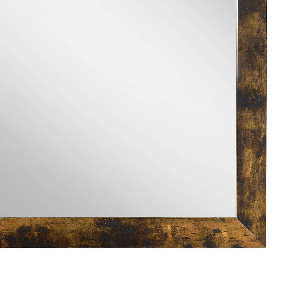 Rustic Oak Square Wooden Mirror with Industrial Charm
