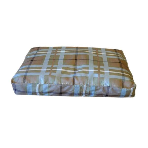 Unbranded Medium Brutus Tuff Blue / Brown Plaid Saddle Stitch Petnapper Dog Bed