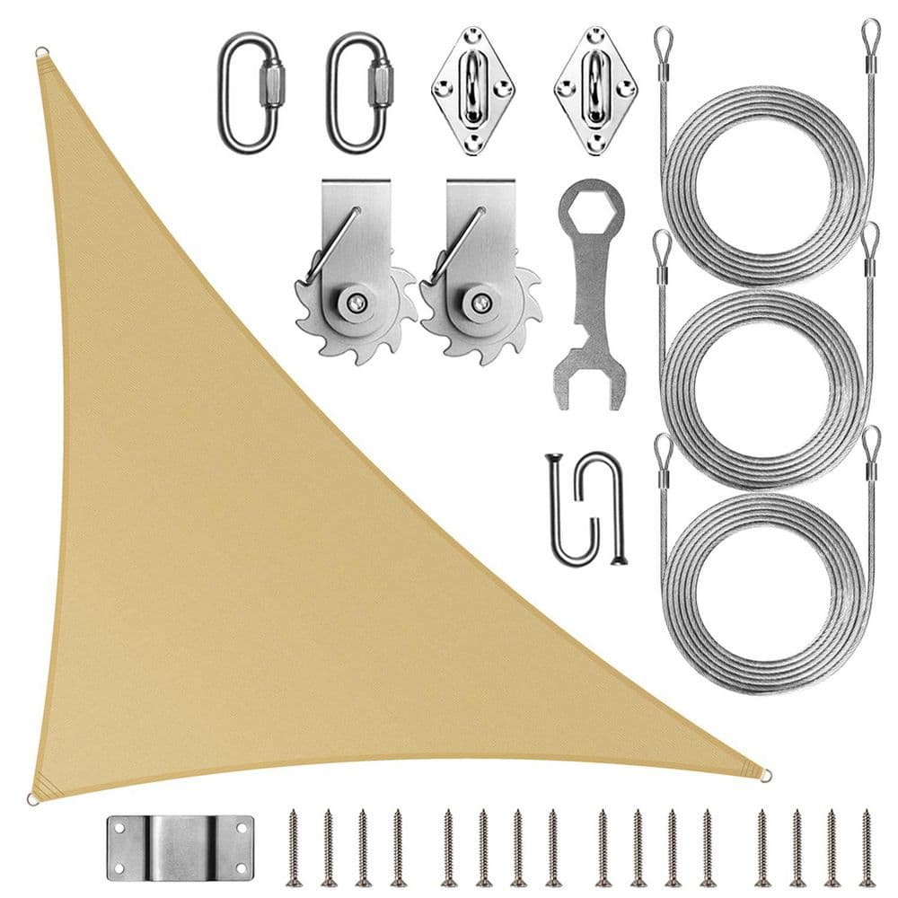 20 ft. x 20 ft. x 28.3 ft. Right Triangle Sun Shade Sail Canopy Fabric Cloth with Hardware TAWAL-Sand beige price history on PriceWatchPro
