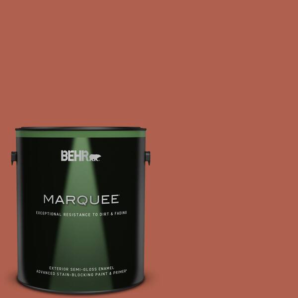 BEHR MARQUEE 1 gal. #BIC-46 Clay Red Semi-Gloss Enamel Exterior Paint & Primer