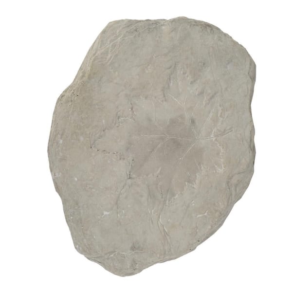 Benjara White 12.5 in. x 1.6 in. Concrete Fossil Accent Stone with Maple Leaf Imprint